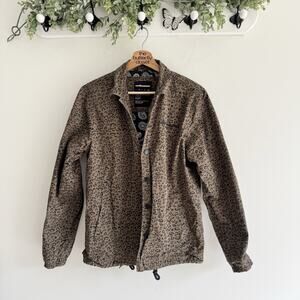 The Hundreds Mens Leopard Snap Down Jacket Small Embroidered Back 12-3019